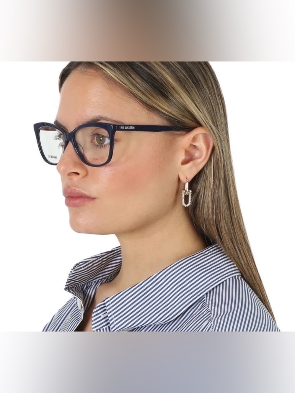 New Italian Love Moschino Eyeglasses Navy and red.